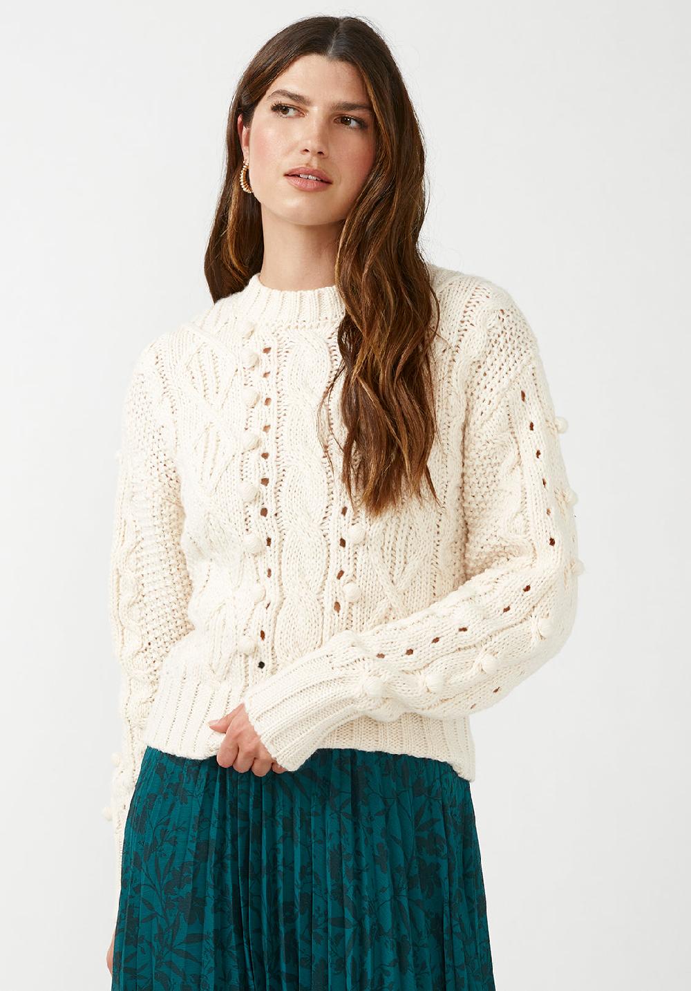 Buffalo David Bitton Larsa Women's Crew Neck Sweater In Ivory