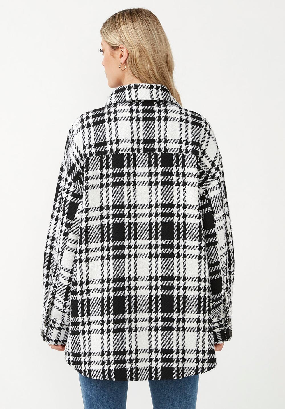Buffalo David Bitton Liesel Women's Shacket In Black & White Glen Plaid
