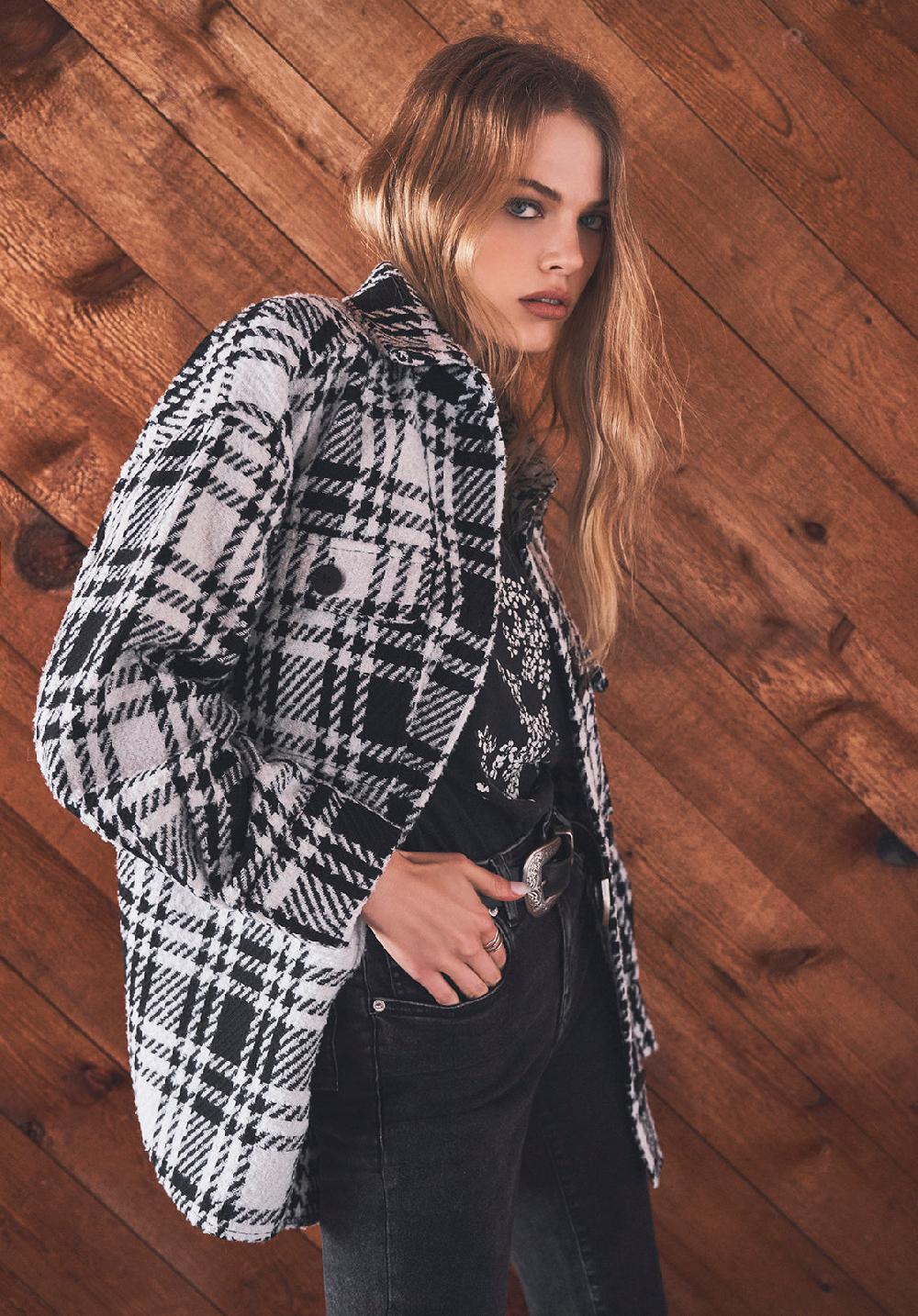 Buffalo David Bitton Liesel Women's Shacket In Black & White Glen Plaid