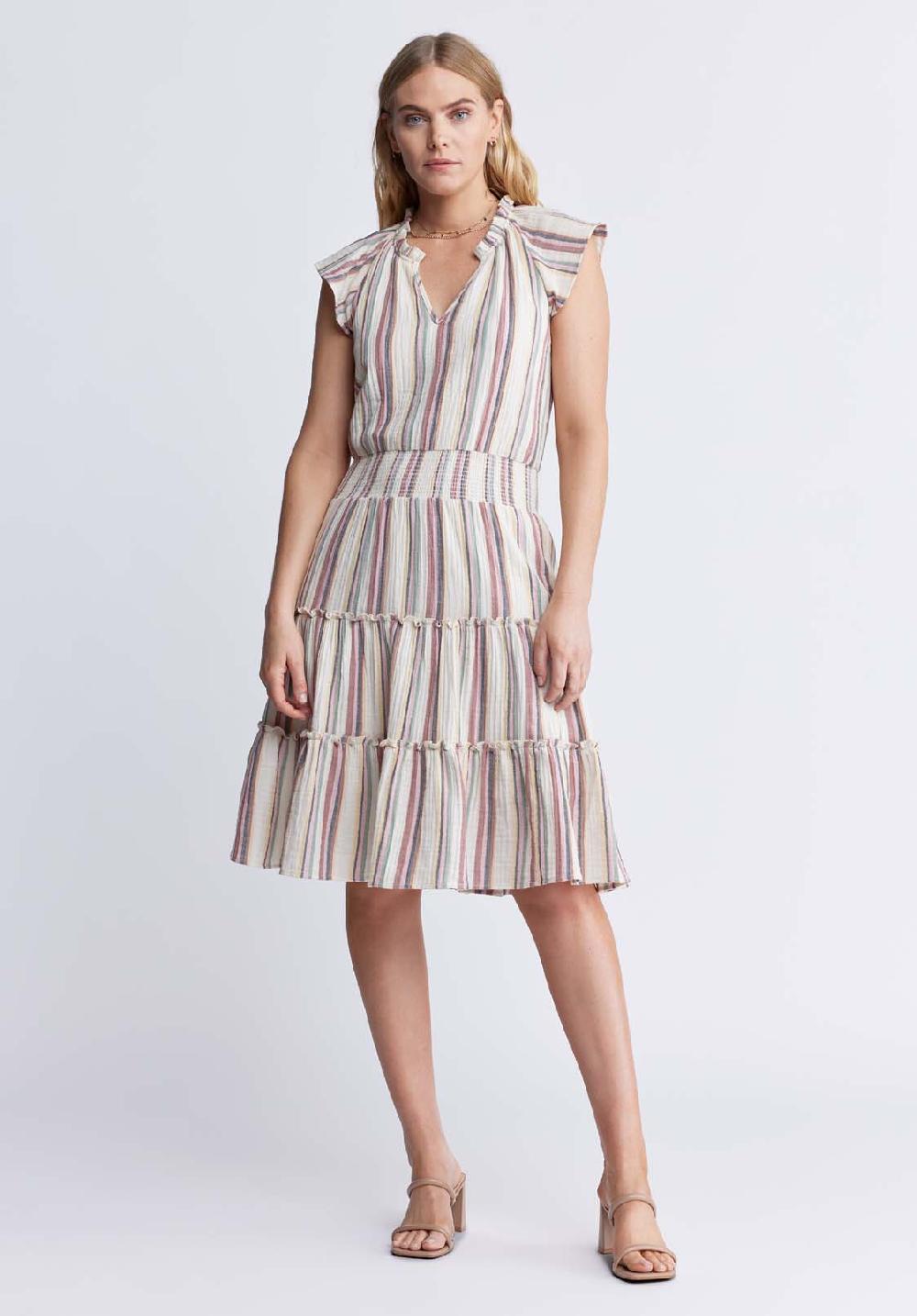 Buffalo David Bitton Livia Women’s Sriped Midi Dress In Whitecap Grey