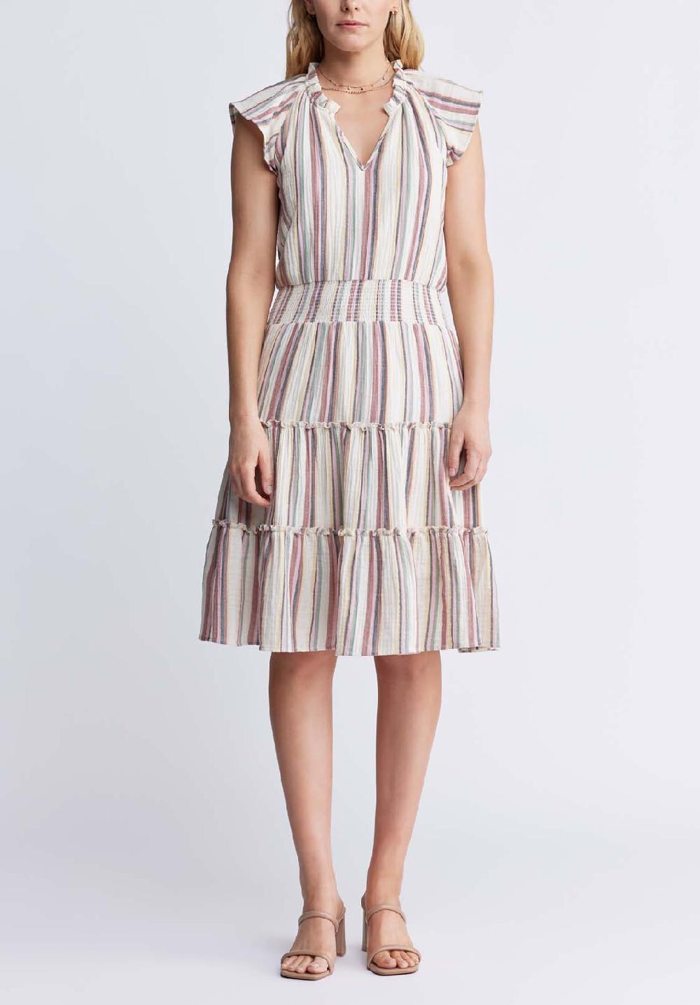 buffalo david bitton Livia Women’s Sriped Midi Dress In Whitecap Grey