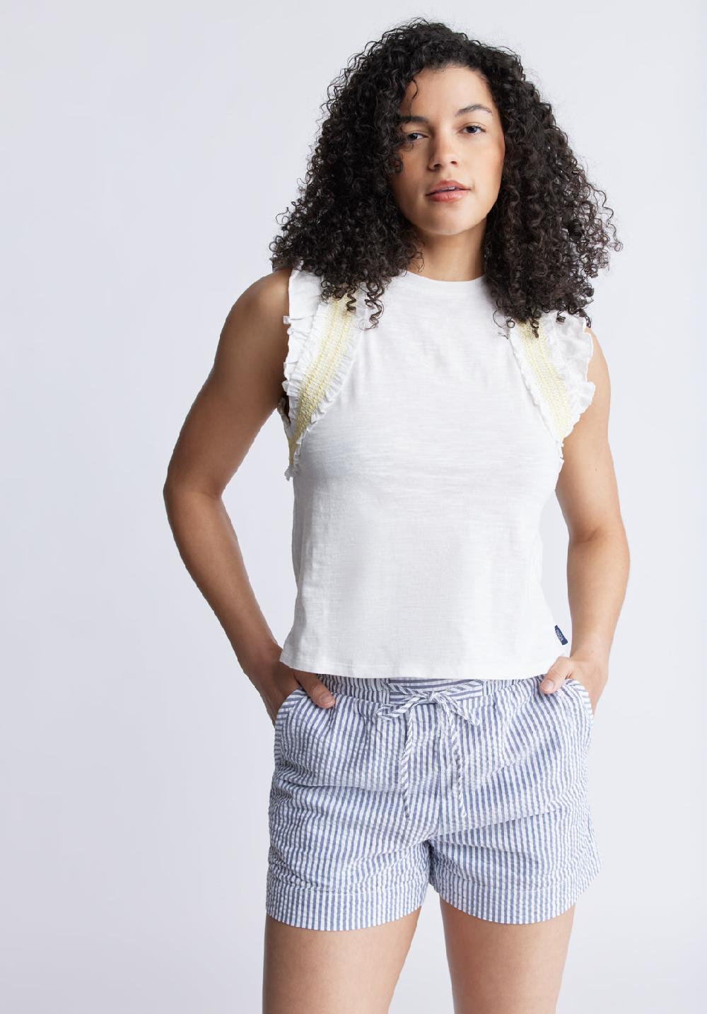 Buffalo David Bitton Ludovica Women's Seersuck Shorts Blue Stripes