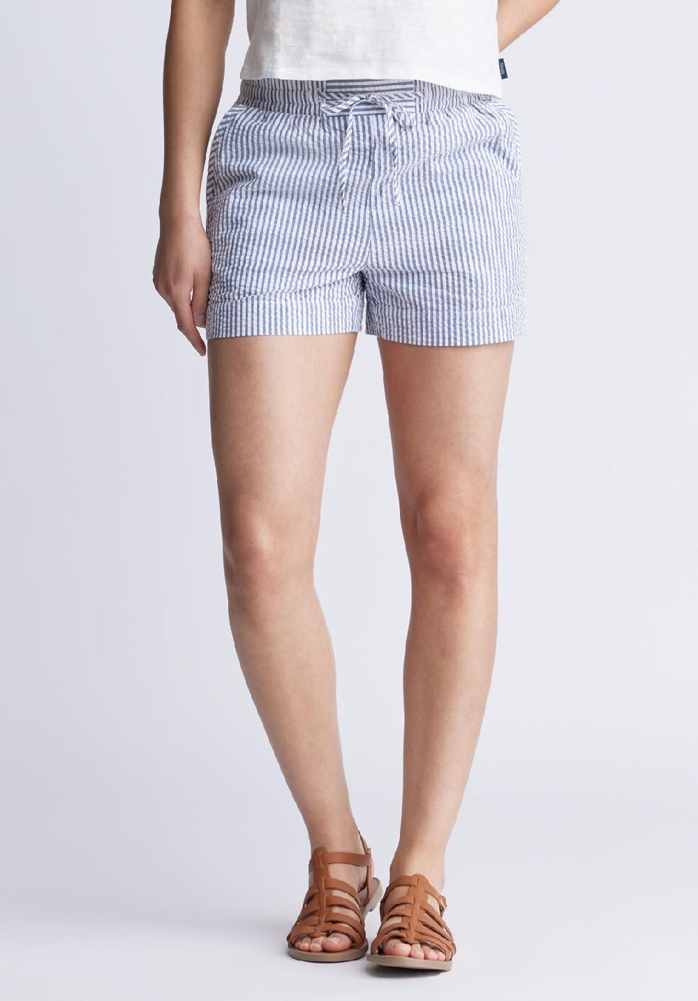 buffalo david bitton Ludovica Women's Seersuck Shorts Blue Stripes