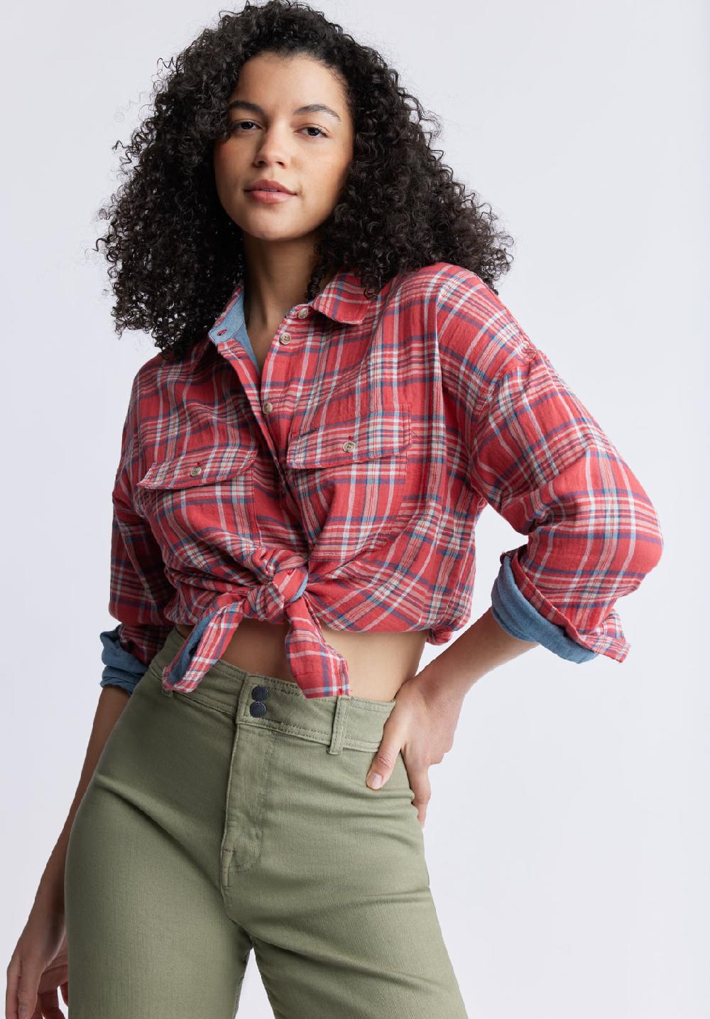 Buffalo David Bitton Malena Women’s Long Sleeve Plaid Shirt In Dark Pink