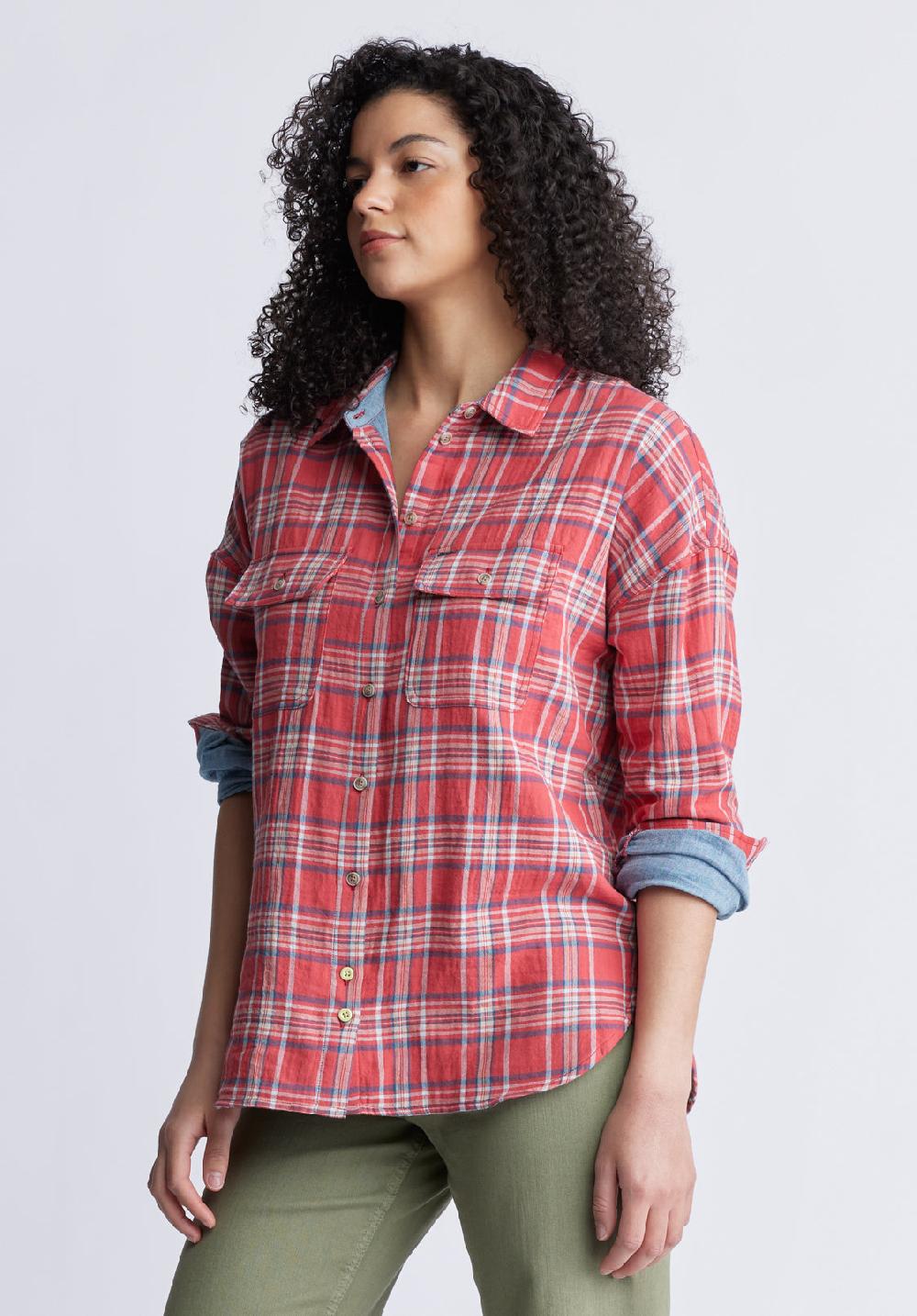 Buffalo David Bitton Malena Women’s Long Sleeve Plaid Shirt In Dark Pink