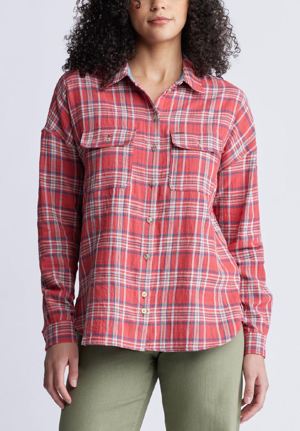 buffalo david bitton Malena Women’s Long Sleeve Plaid Shirt in Dark Pink