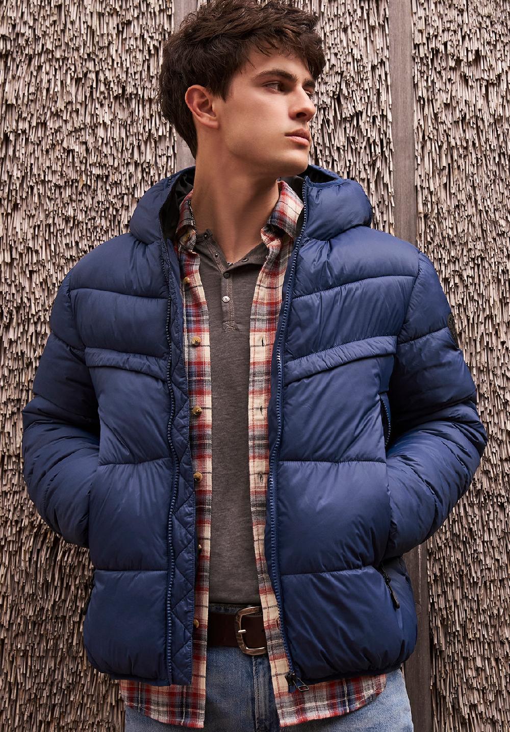 Buffalo David Bitton Manteau Matelassé Jerome Bleu Marin Pour Hommes - OBMEF006