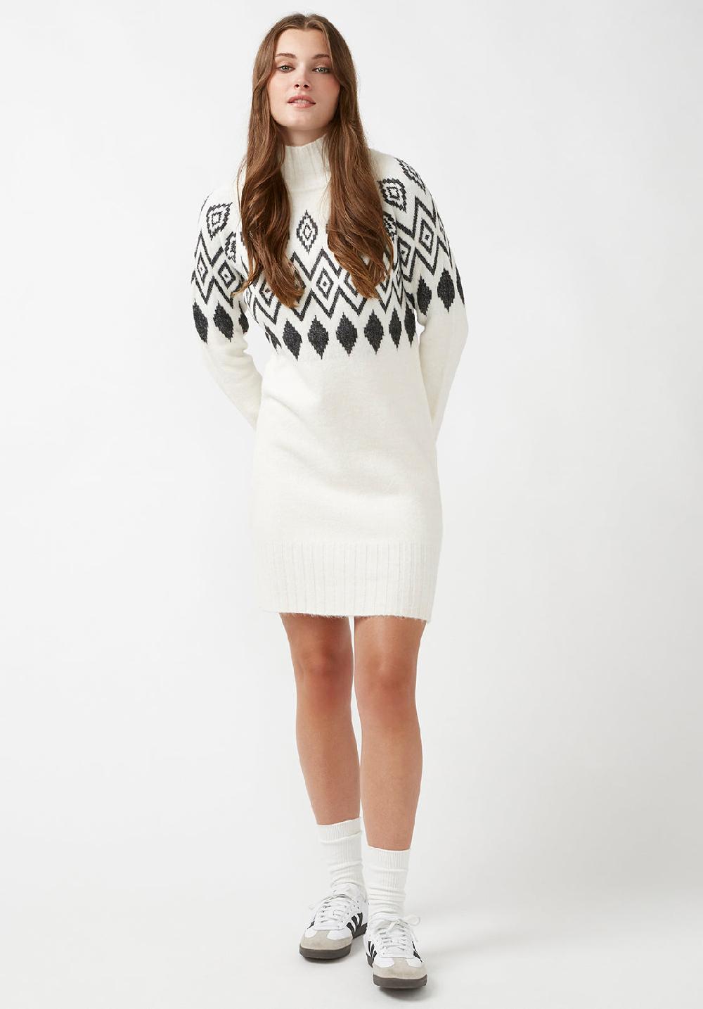 Buffalo David Bitton Massima Women's Long Sleeve Mock Neck Sweater Dress In Ivory