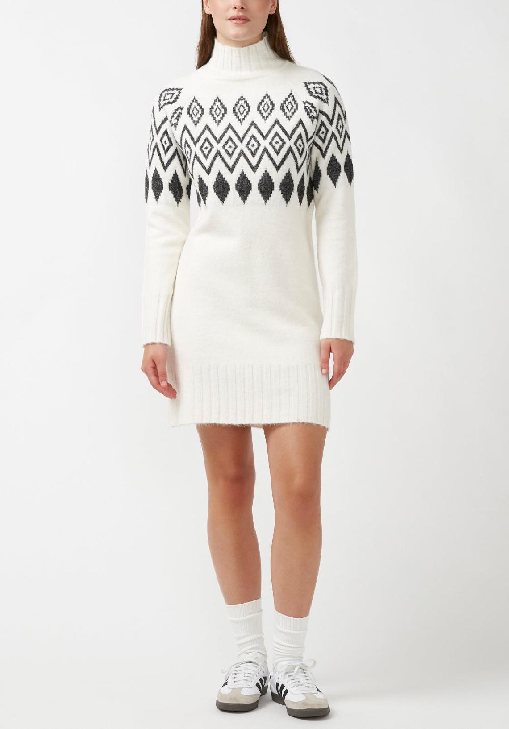 buffalo david bitton Massima Women's Long Sleeve Mock Neck Sweater Dress in Ivory