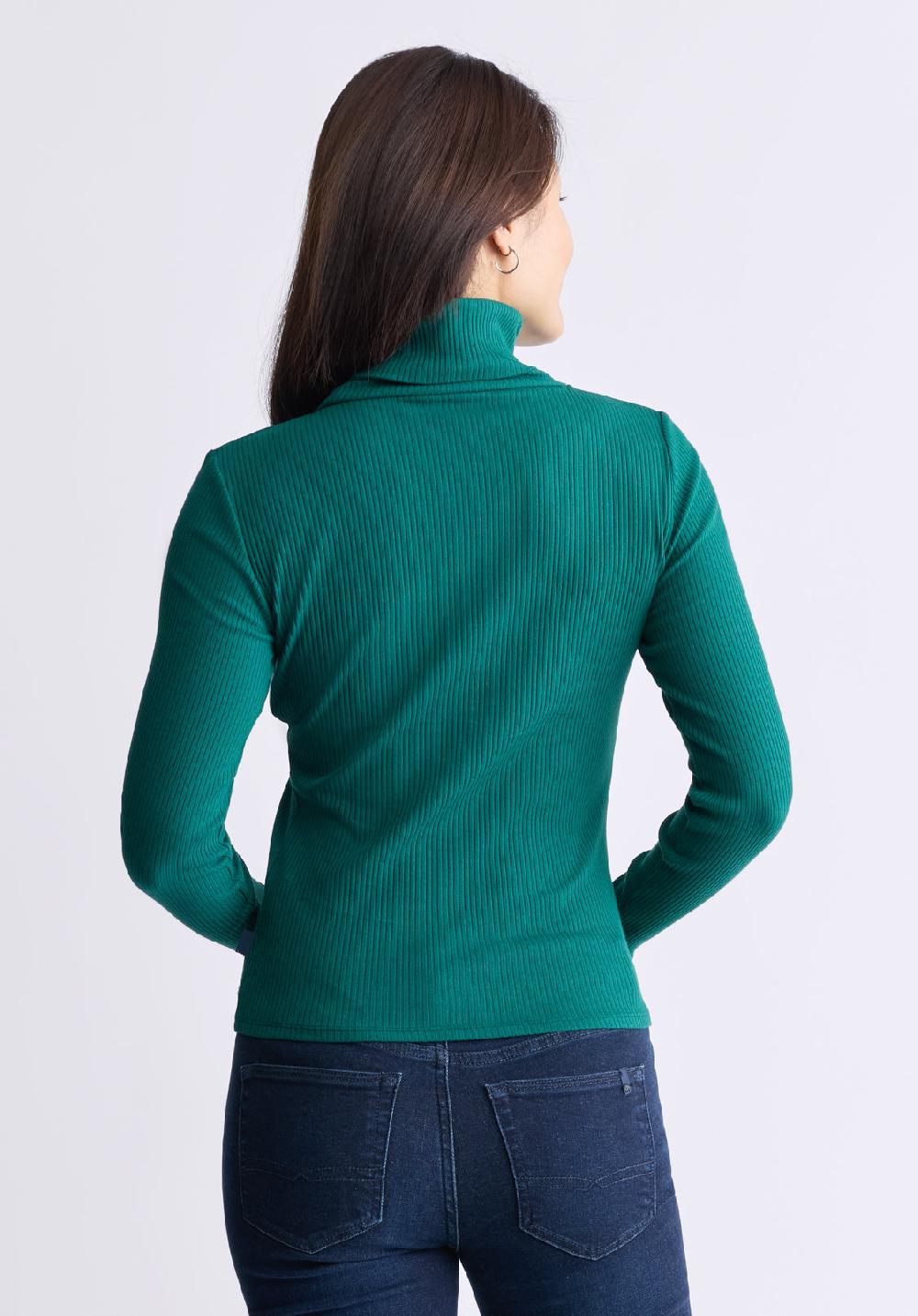Buffalo David Bitton Mavra Women's Long-Sleeved Turtleneck Top Forest Green