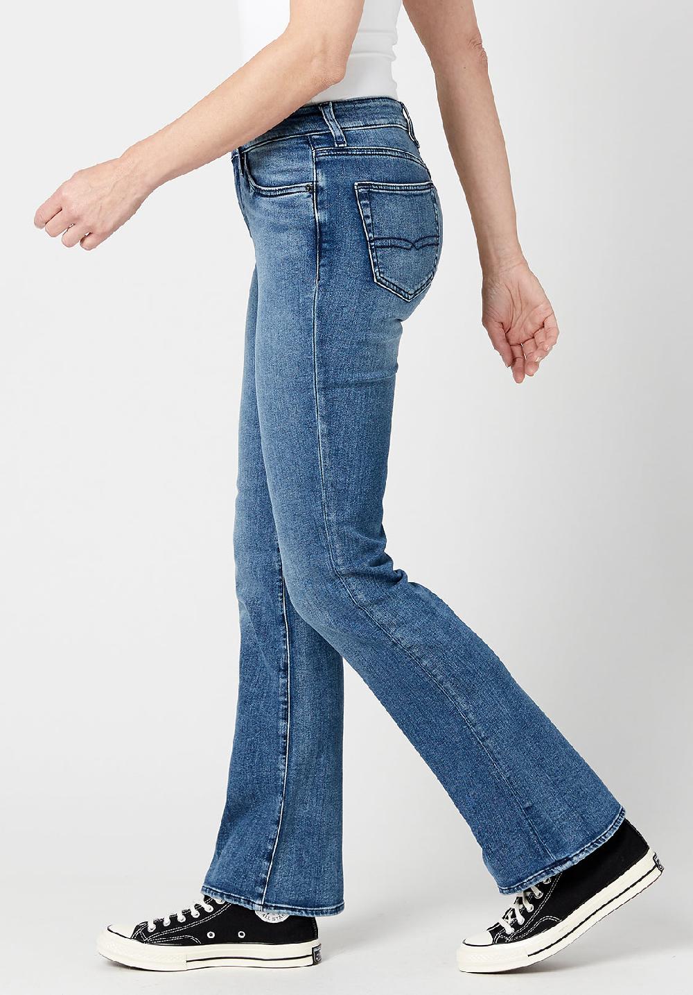 Buffalo David Bitton Mid Rise Bootcut Queen Women's Jeans In Whiskered And Sanded Blue