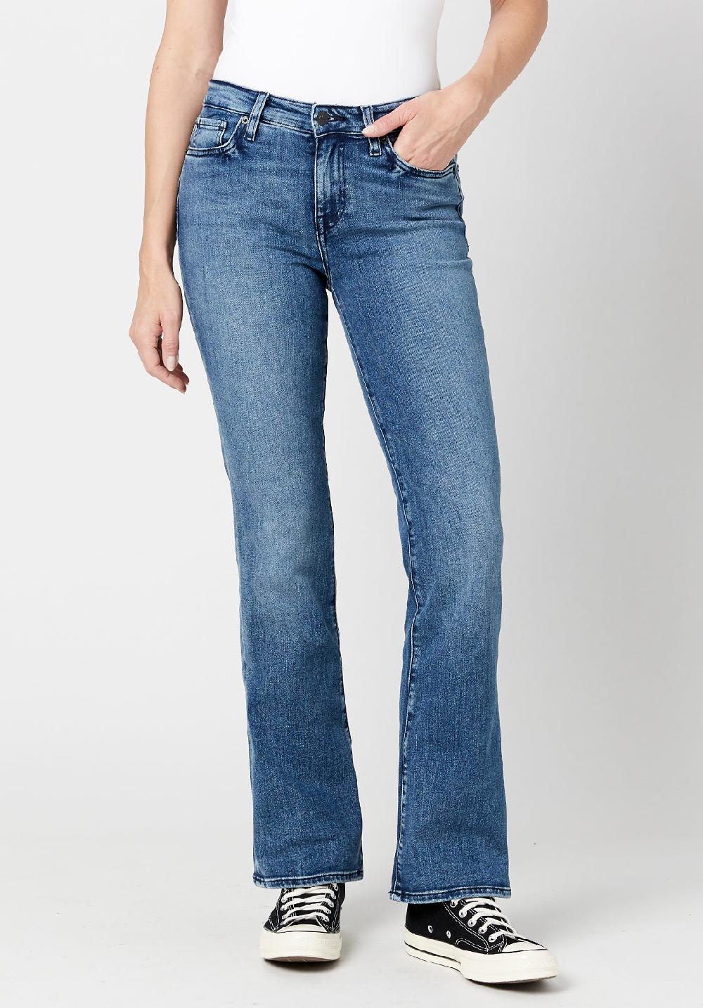 buffalo david bitton Mid Rise Bootcut Queen Women's Jeans in Whiskered and Sanded Blue