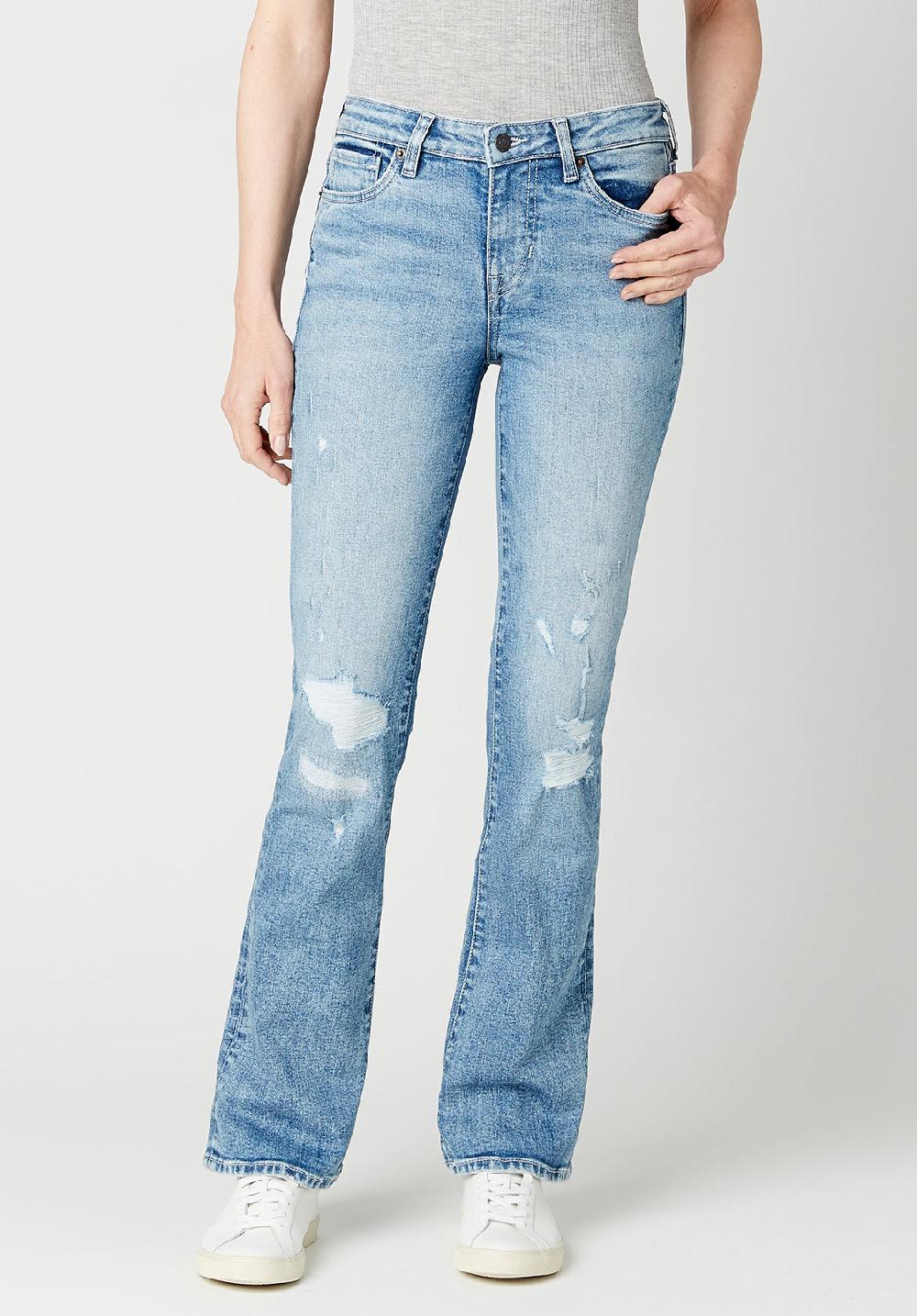 buffalo david bitton Mid Rise Bootcut Queen Women's Jeans in Worn Blue