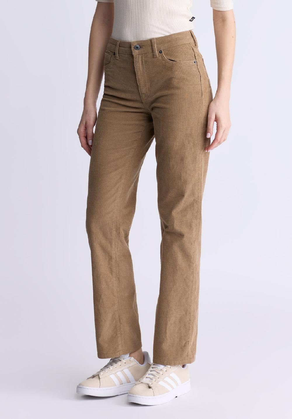 Buffalo David Bitton Mid Rise Straight Mary Women's Pants Washed And Rinsed Beige