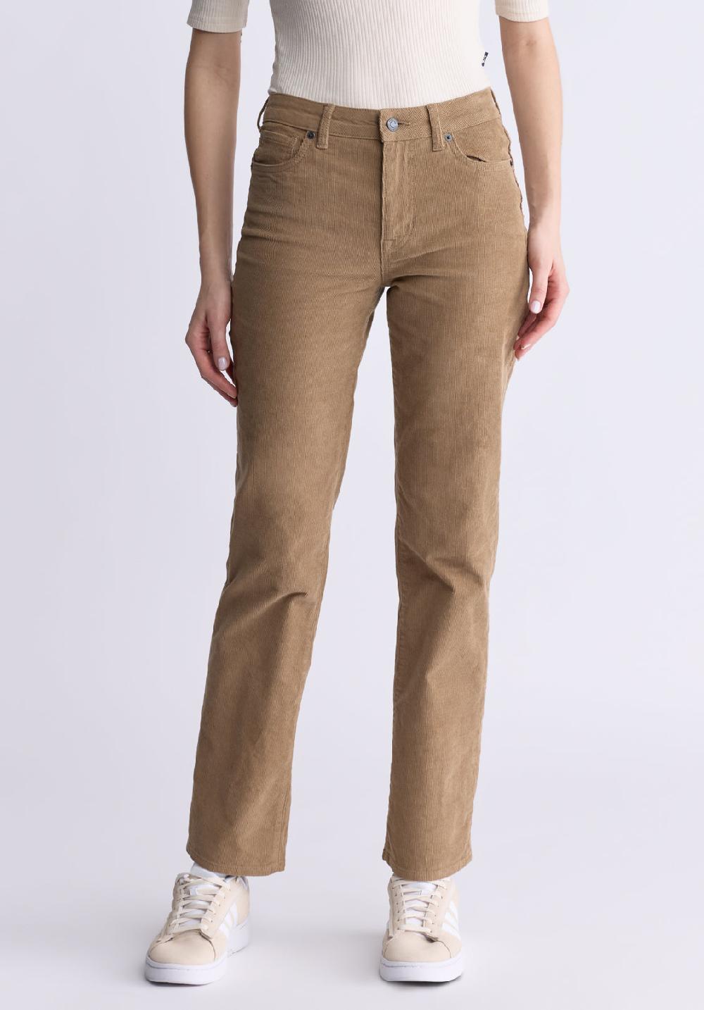 buffalo david bitton Mid Rise Straight Mary Women's Pants Washed and Rinsed Beige
