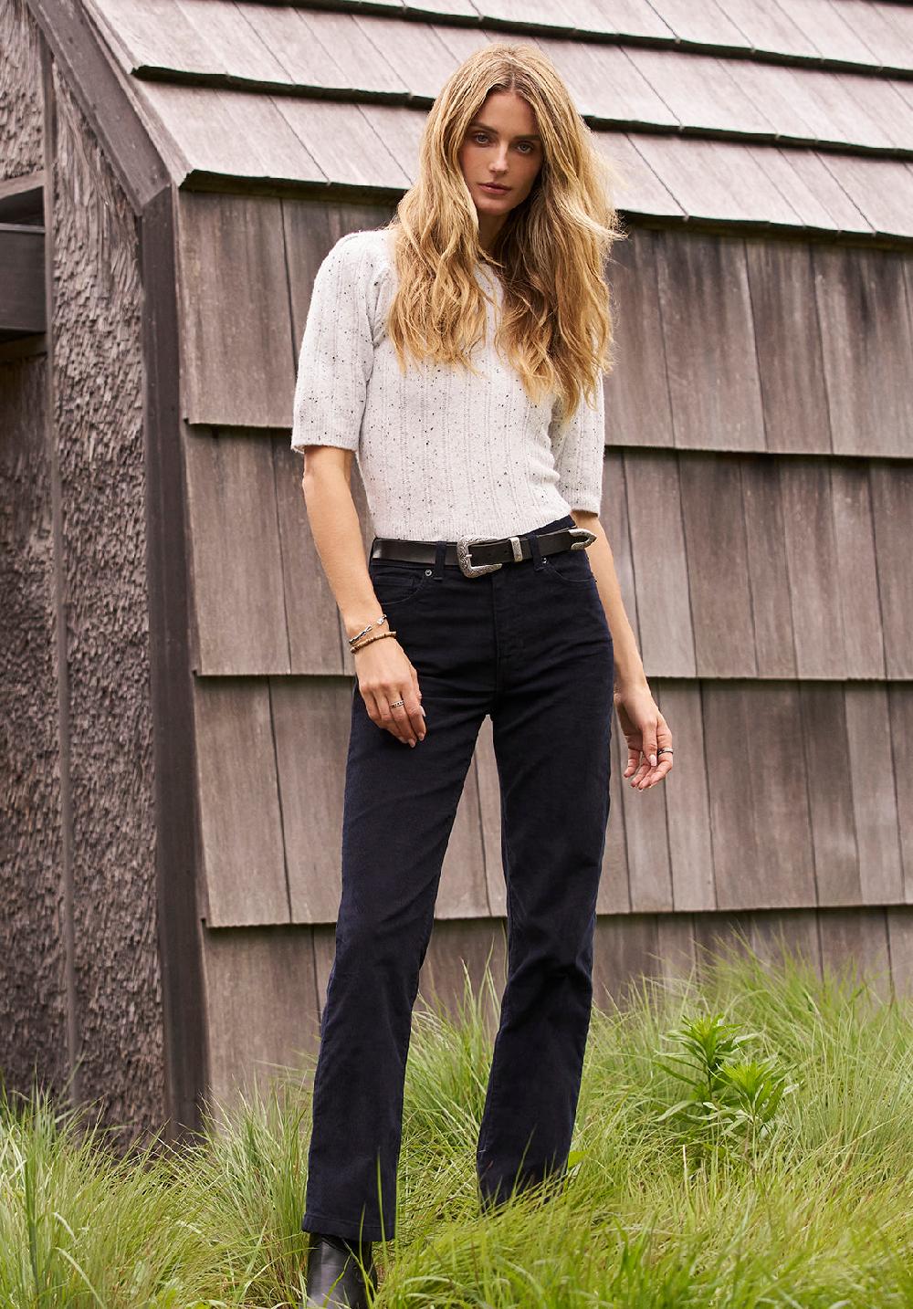 Buffalo David Bitton Mid Rise Straight Mary Women's Pants Washed And Rinsed Navy