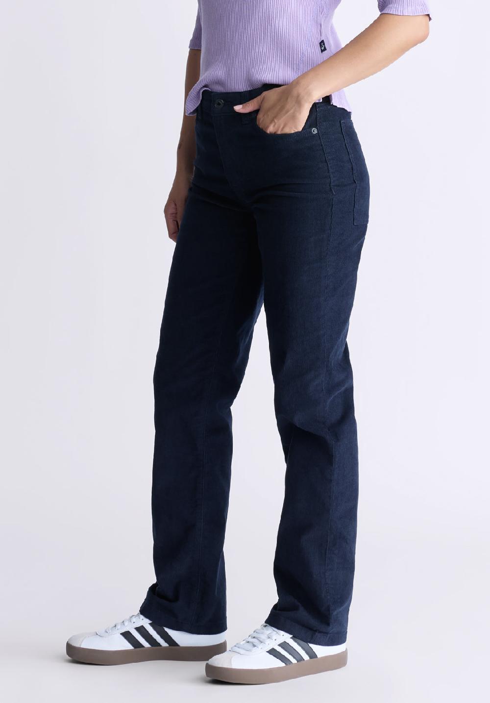 Buffalo David Bitton Mid Rise Straight Mary Women's Pants Washed And Rinsed Navy