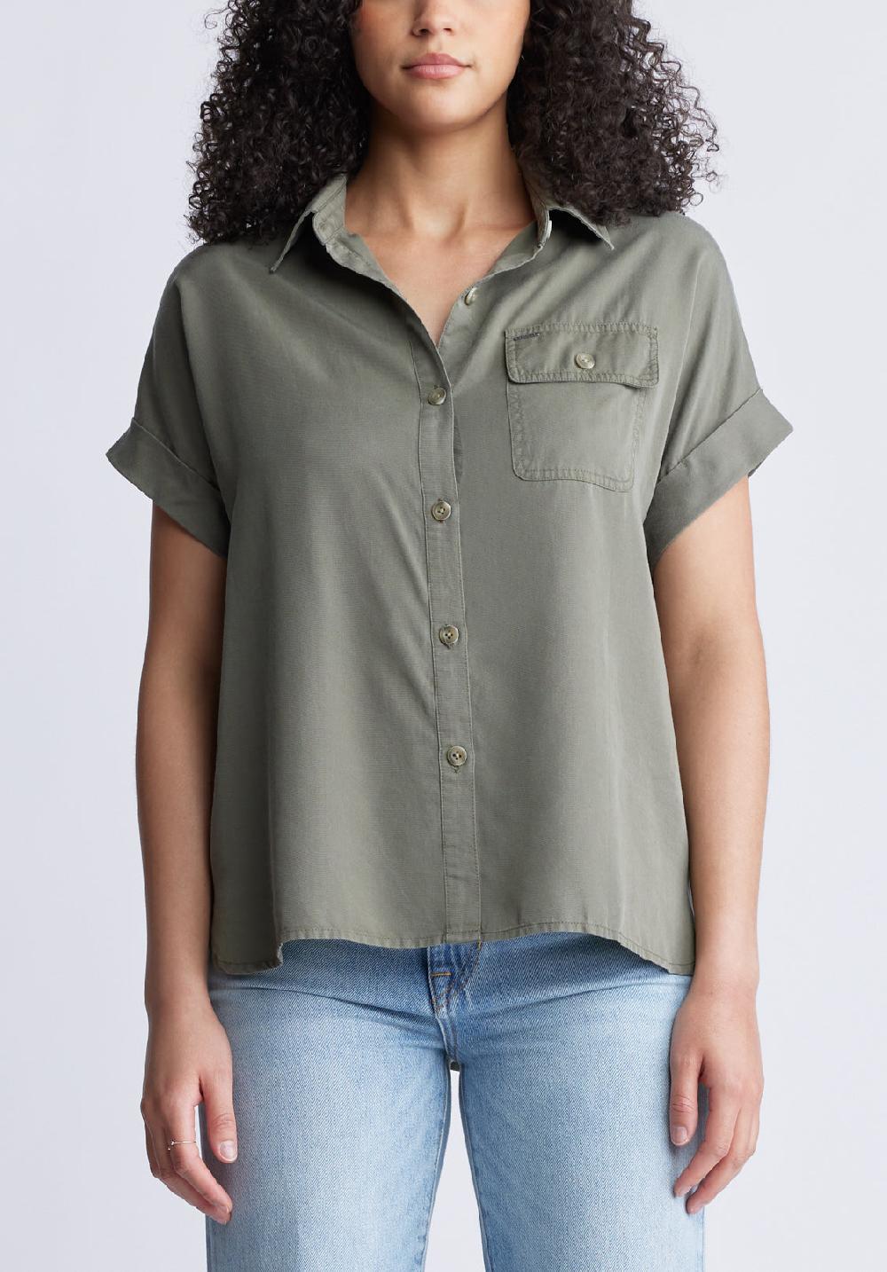 buffalo david bitton Milly Women's Short Sleeve Shirt Khaki