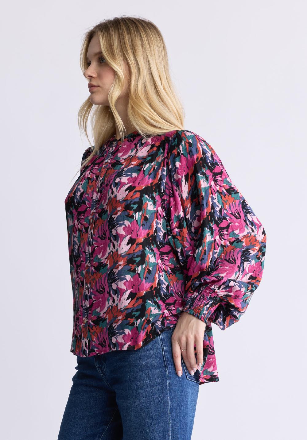 Buffalo David Bitton Ottilie Women's Long-Sleeved Blouse Dark Pink Floral
