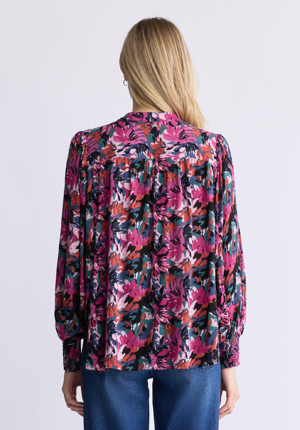 Buffalo David Bitton Ottilie Women's Long-Sleeved Blouse Dark Pink Floral
