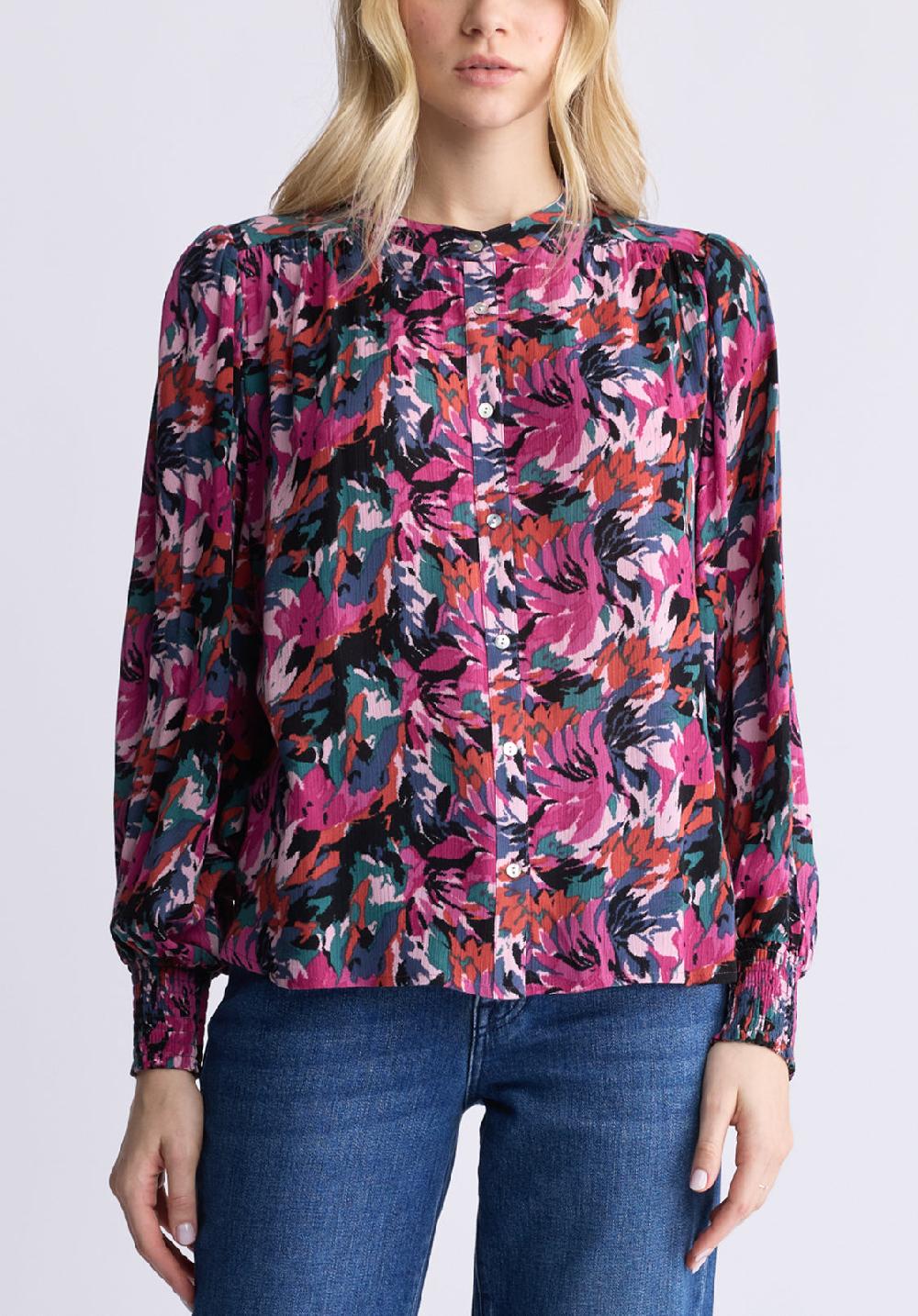 buffalo david bitton Ottilie Women's Long-Sleeved Blouse Dark Pink Floral