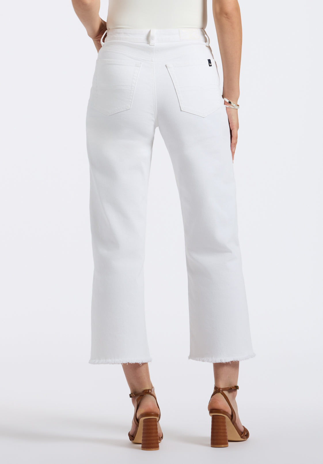 Buffalo David Bitton Pantalon Large Court Taille Haute Addison Pour Femme Blanc