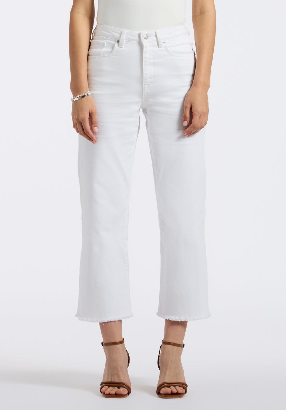 buffalo david bitton Pantalon large court taille haute Addison pour femme Blanc