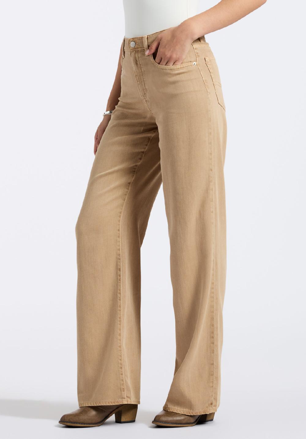Buffalo David Bitton Pantalon Large Taille Haute Addie Pour Femme Beige Amande