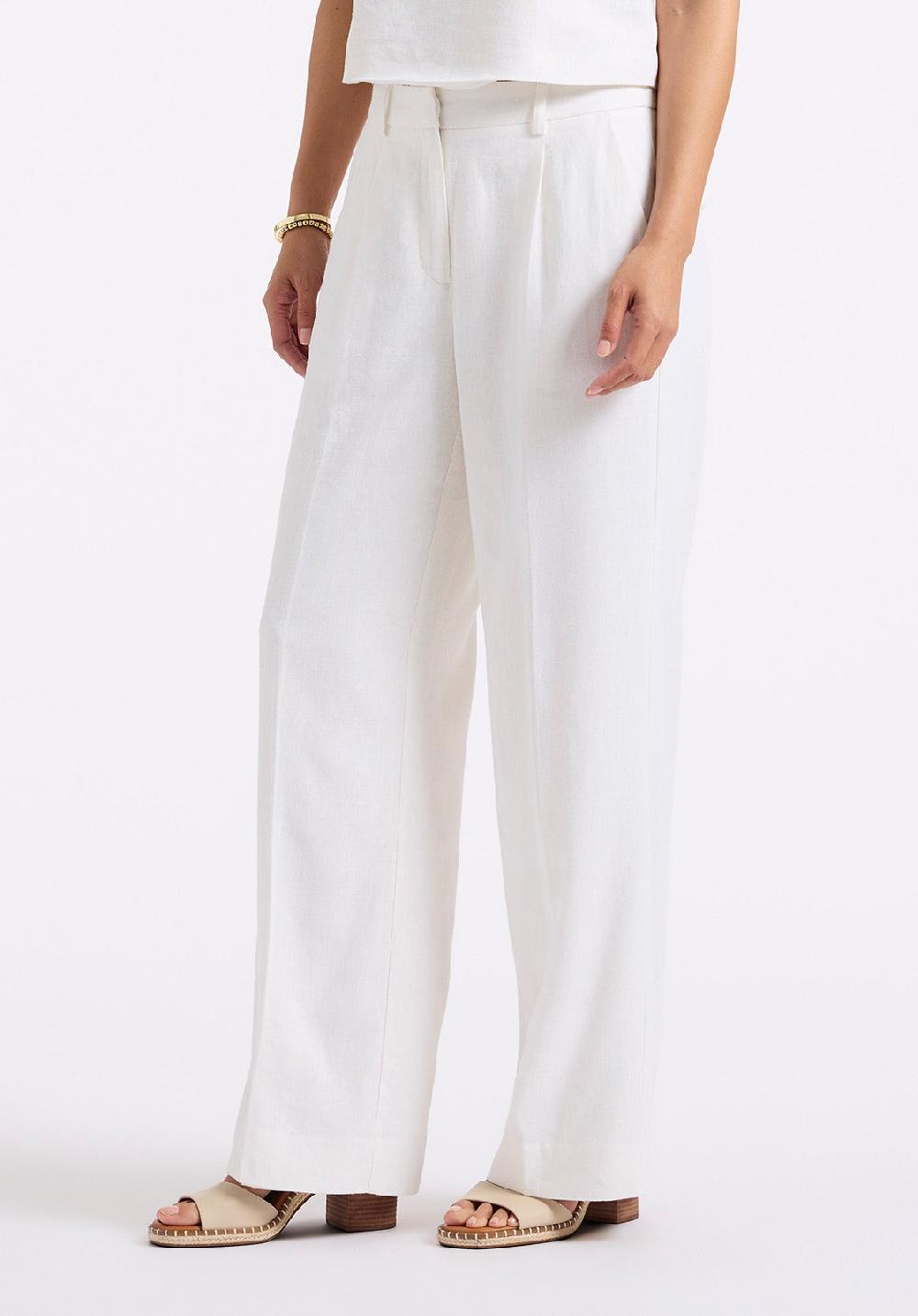 Buffalo David Bitton Pantalon Large Taille Haute Adelina Pour Femme Blanc