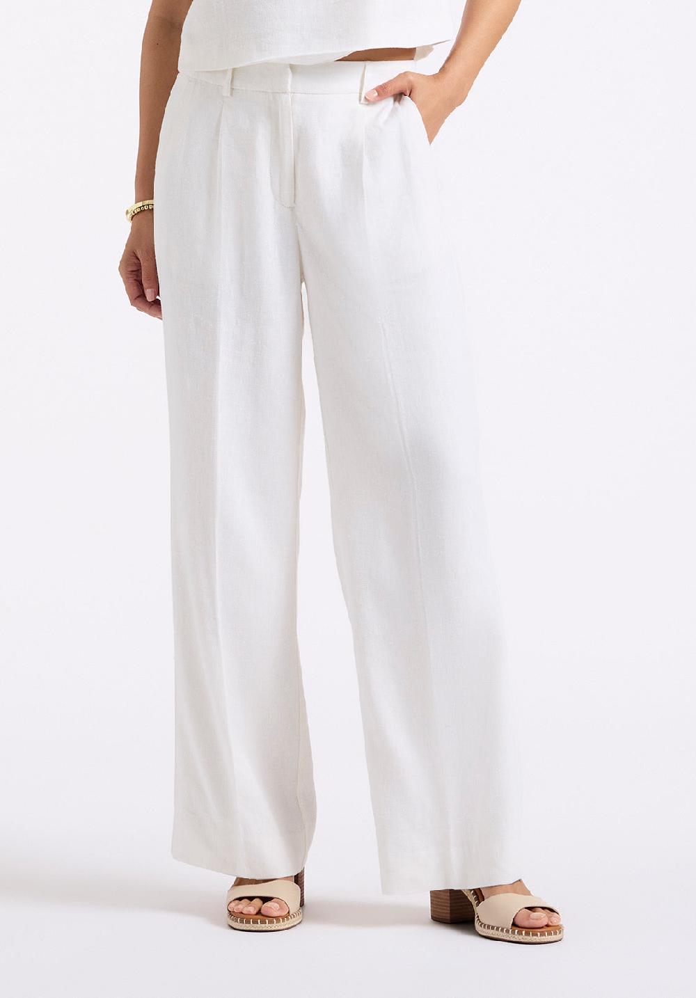 buffalo david bitton Pantalon large taille haute Adelina pour femme blanc