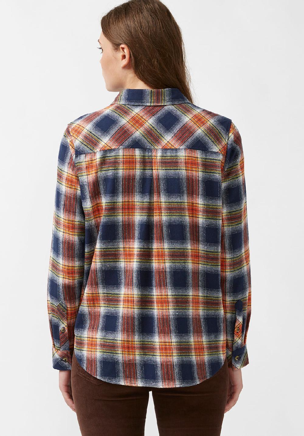 Buffalo David Bitton Percy Women's Button-Down Shirt In Navy Orange Plaid