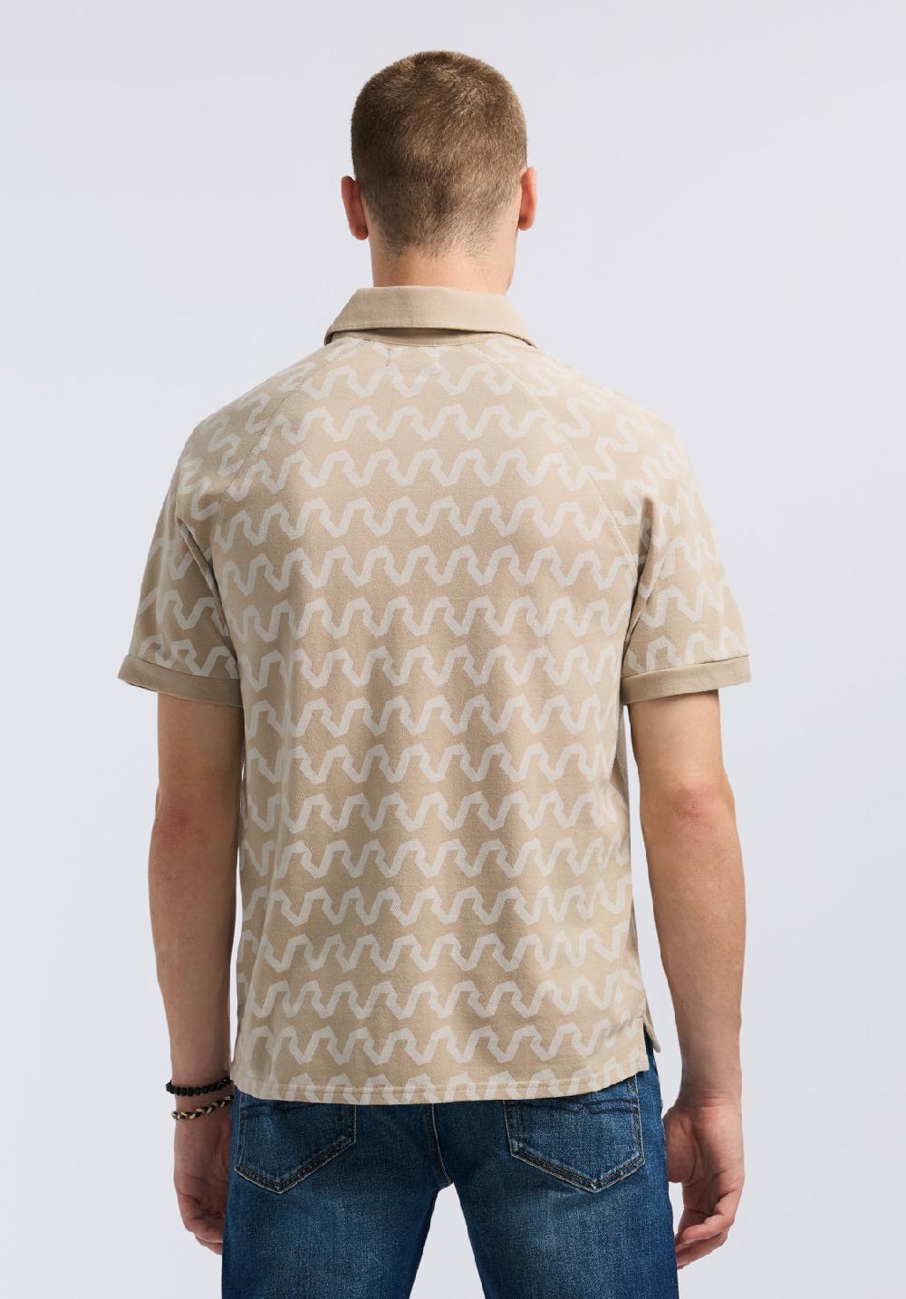 Buffalo David Bitton Polo à Manches Courtes Pour Homme Kindell Avec Motif Vagues Beige Tuffet