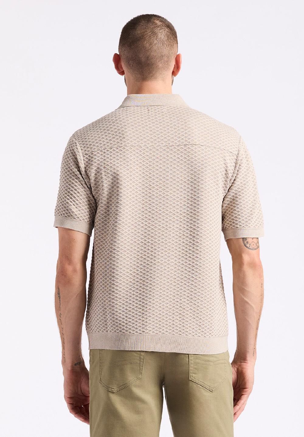 Buffalo David Bitton Polo Boutonné En Jersey Jacquard à Manches Courtes Pour Homme Willow Beige Tuffet