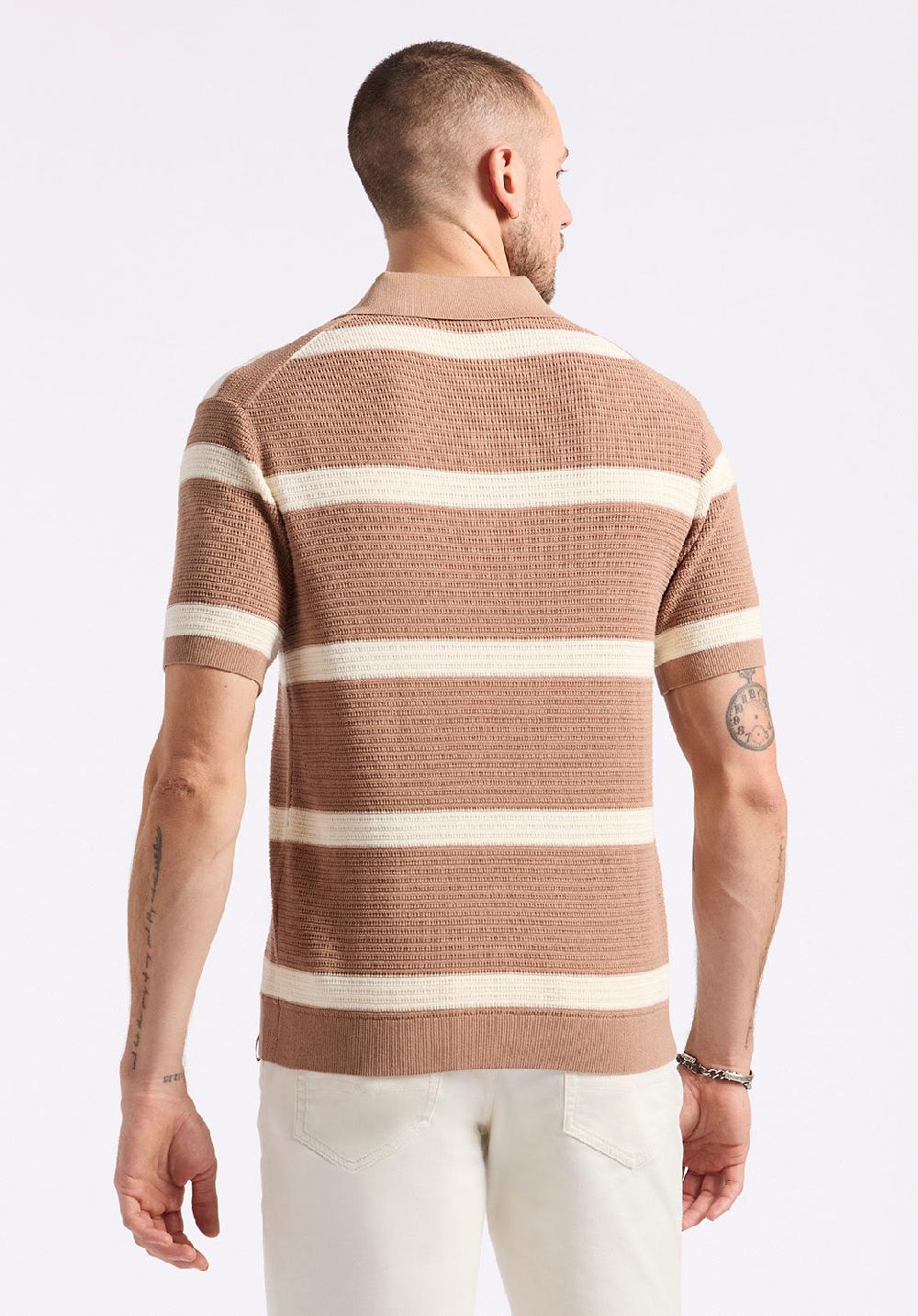 Buffalo David Bitton Polo En Maille Rayé à Manches Courtes Pour Homme Winder Marron