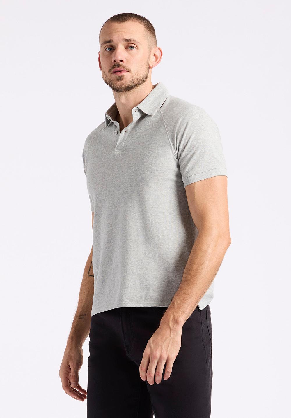 Buffalo David Bitton Polo En Piqué à Manches Courtes Pour Homme Kindell Gris Chiné