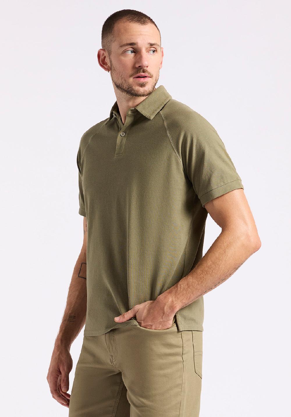 Buffalo David Bitton Polo En Piqué à Manches Courtes Pour Homme Kindell Vert Armée