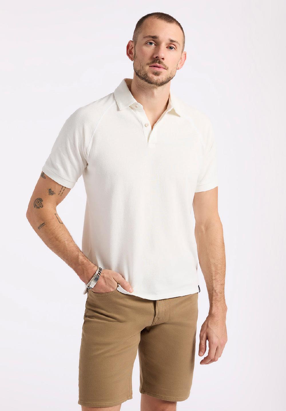 Buffalo David Bitton Polo En Piqué à Manches Courtes Pour Homme Kindell Blanc