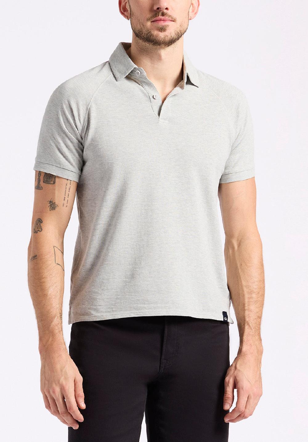 buffalo david bitton Polo en piqué à manches courtes pour homme Kindell Gris chiné