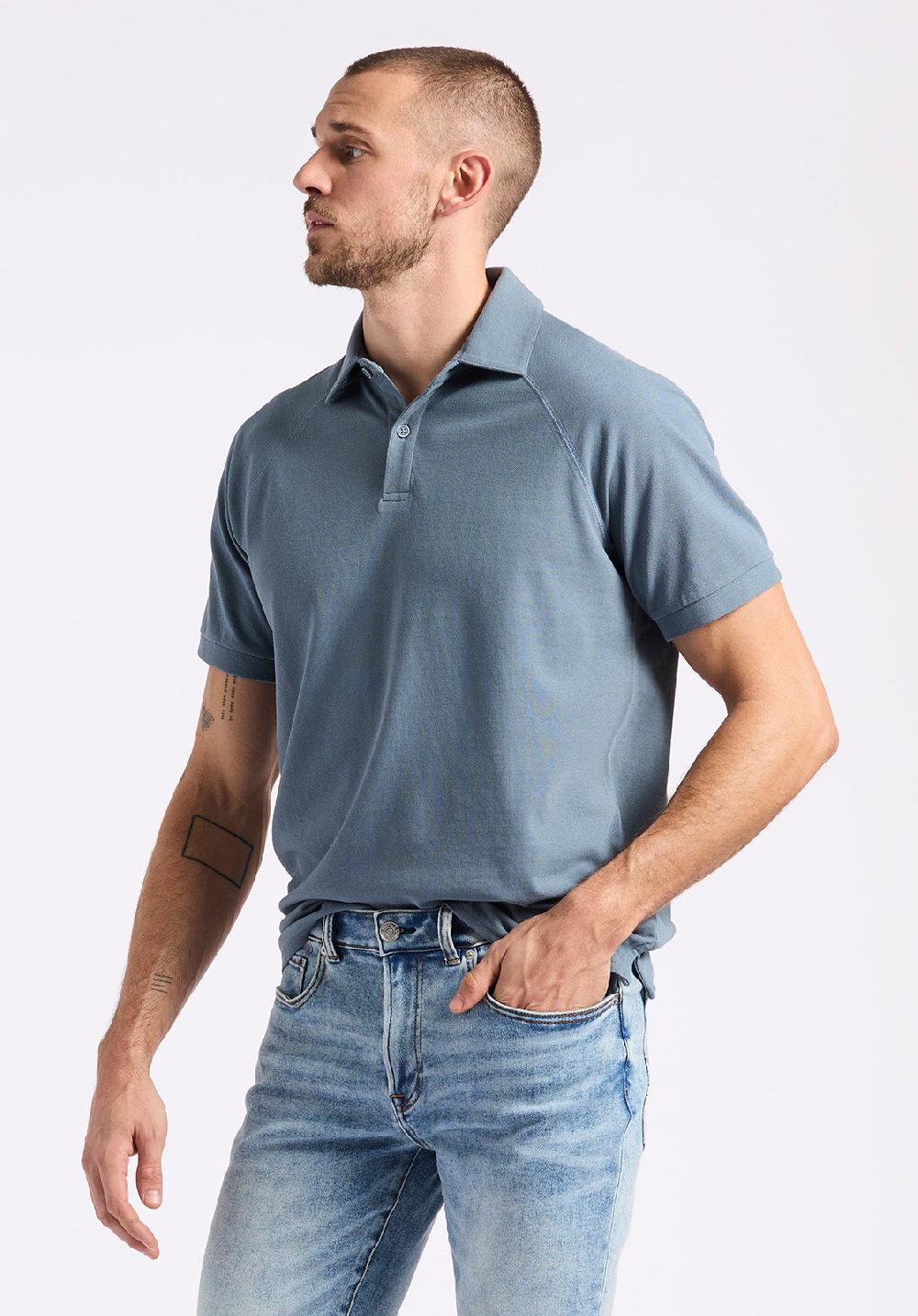 Buffalo David Bitton Polo En Piqué à Manches Courtes Pour Homme Kindell Bleu Mirage