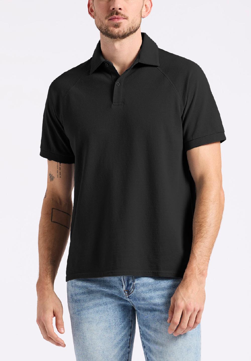 buffalo david bitton Polo en piqué à manches courtes pour homme Kindell Noir