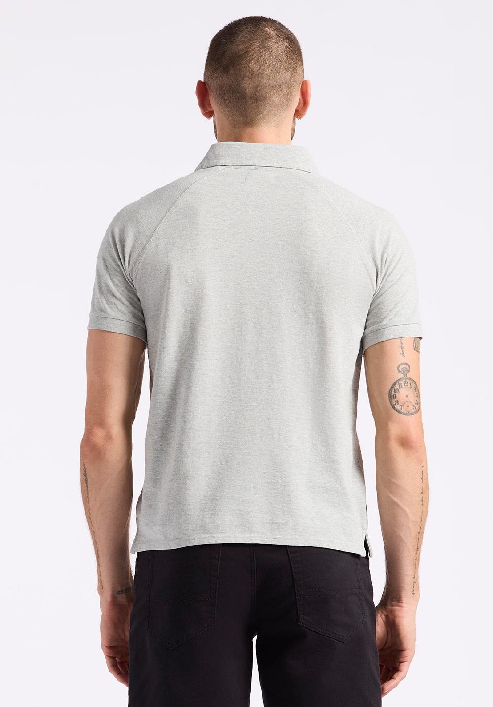 Buffalo David Bitton Polo En Piqué à Manches Courtes Pour Homme Kindell Gris Chiné
