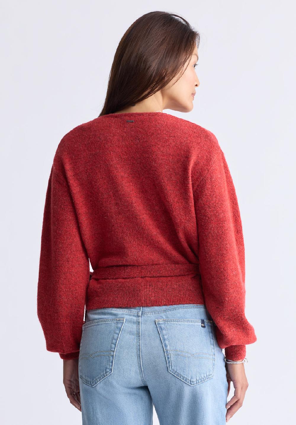 Buffalo David Bitton Pull Cache-cœur à Manches Longues Jadis Pour Femmes Rouge - SW0099H
