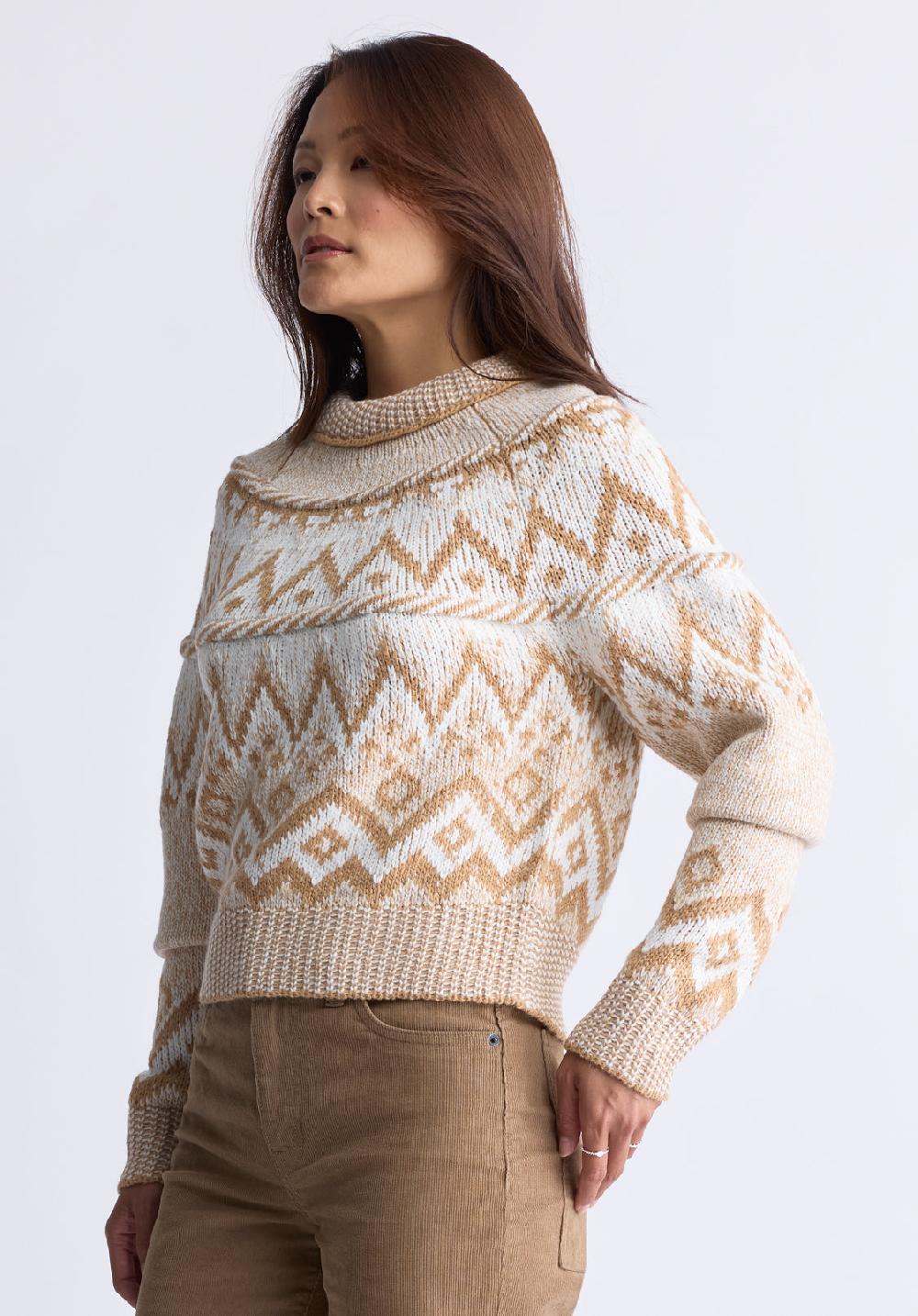 Buffalo David Bitton Pull En Maille Jacquard Lesina Pour Femmes Beige Et Camel - SW0088F