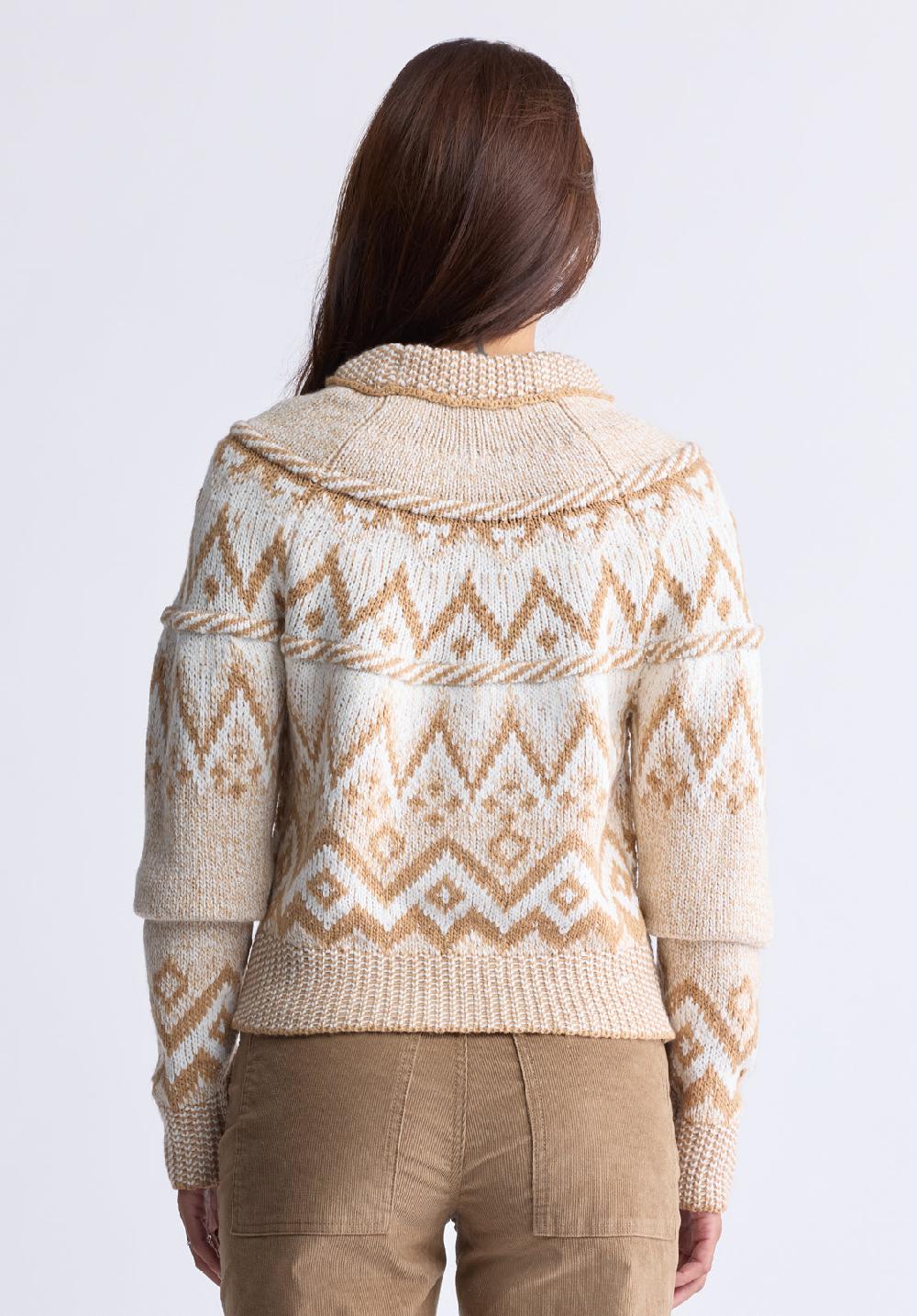 Buffalo David Bitton Pull En Maille Jacquard Lesina Pour Femmes Beige Et Camel - SW0088F