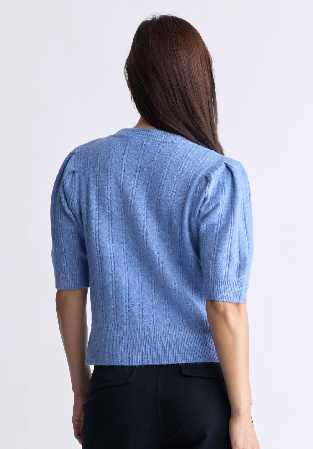 Buffalo David Bitton Pull En Tricot Pointelle à Manches Bouffantes Pour Femme Jaxie De Cou