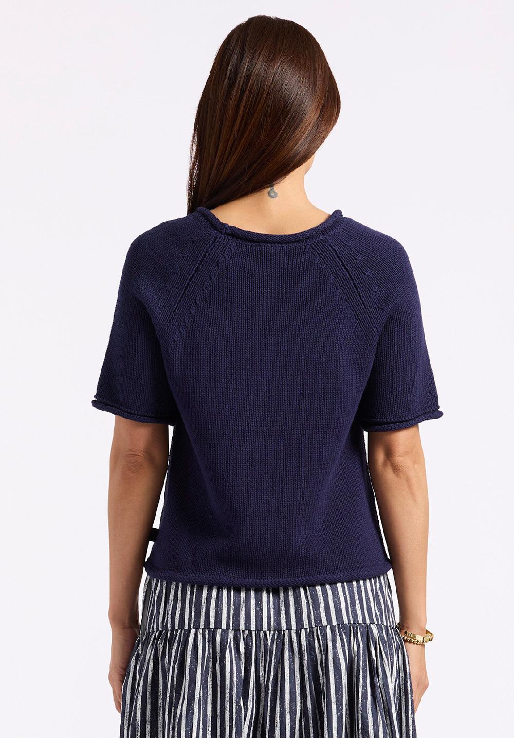 Buffalo David Bitton Pull Léger En Maille à Manches Courtes Devora Pour Femme Marine