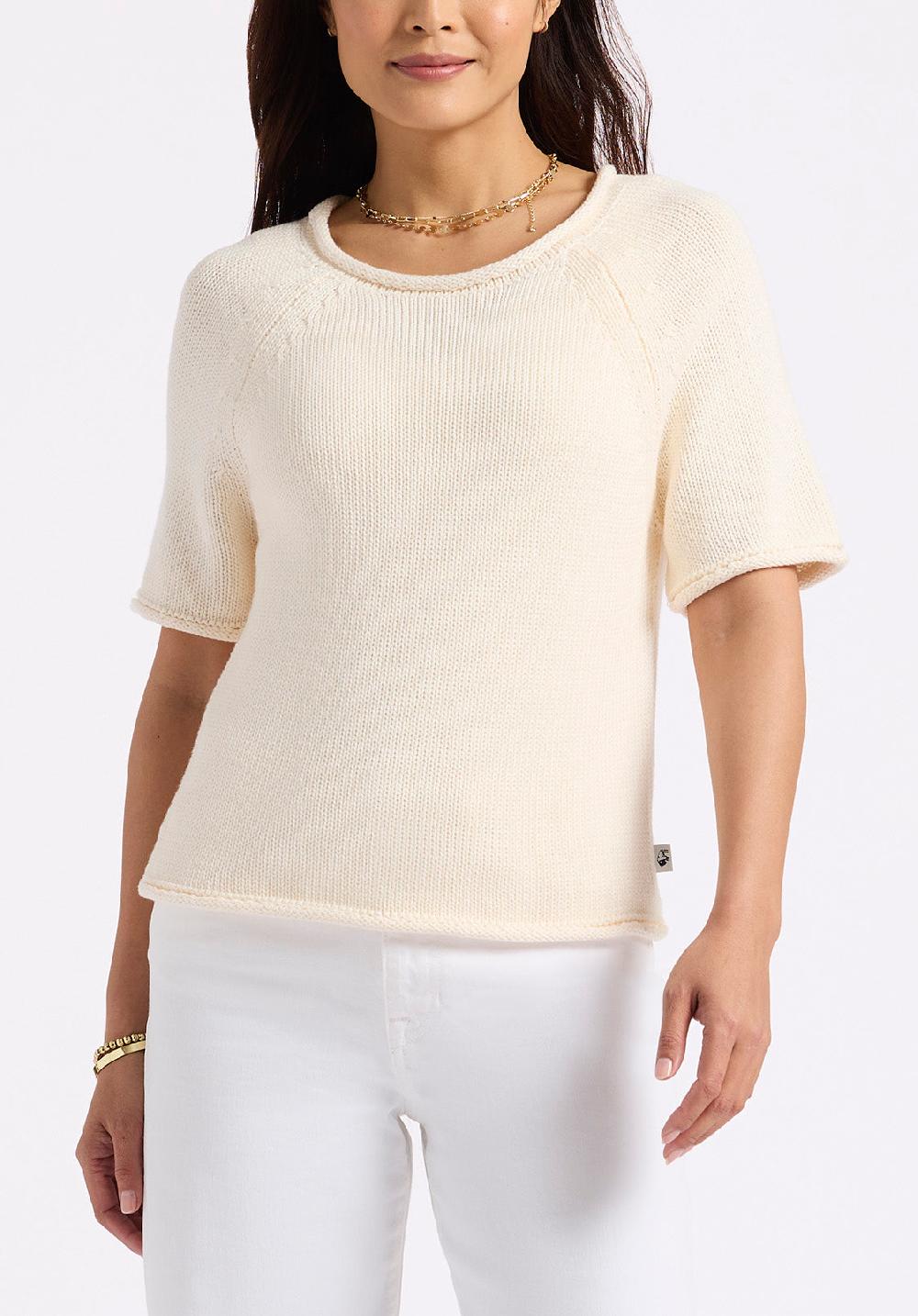 buffalo david bitton Pull léger en maille à manches courtes Devora pour femme parchemin
