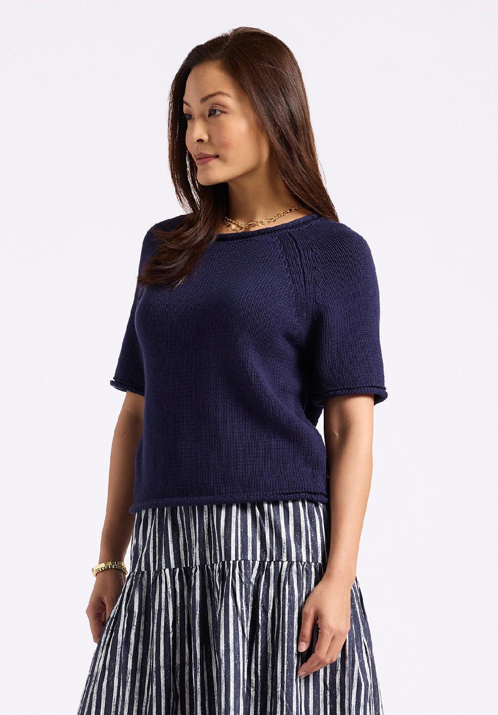 Buffalo David Bitton Pull Léger En Maille à Manches Courtes Devora Pour Femme Marine