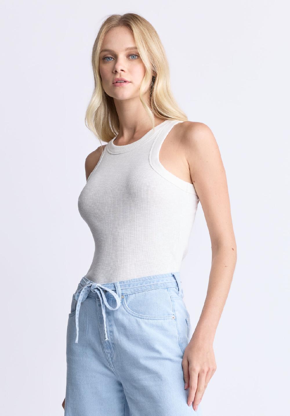 Buffalo David Bitton Regine Women's Ribbed Tank Top Cloud White