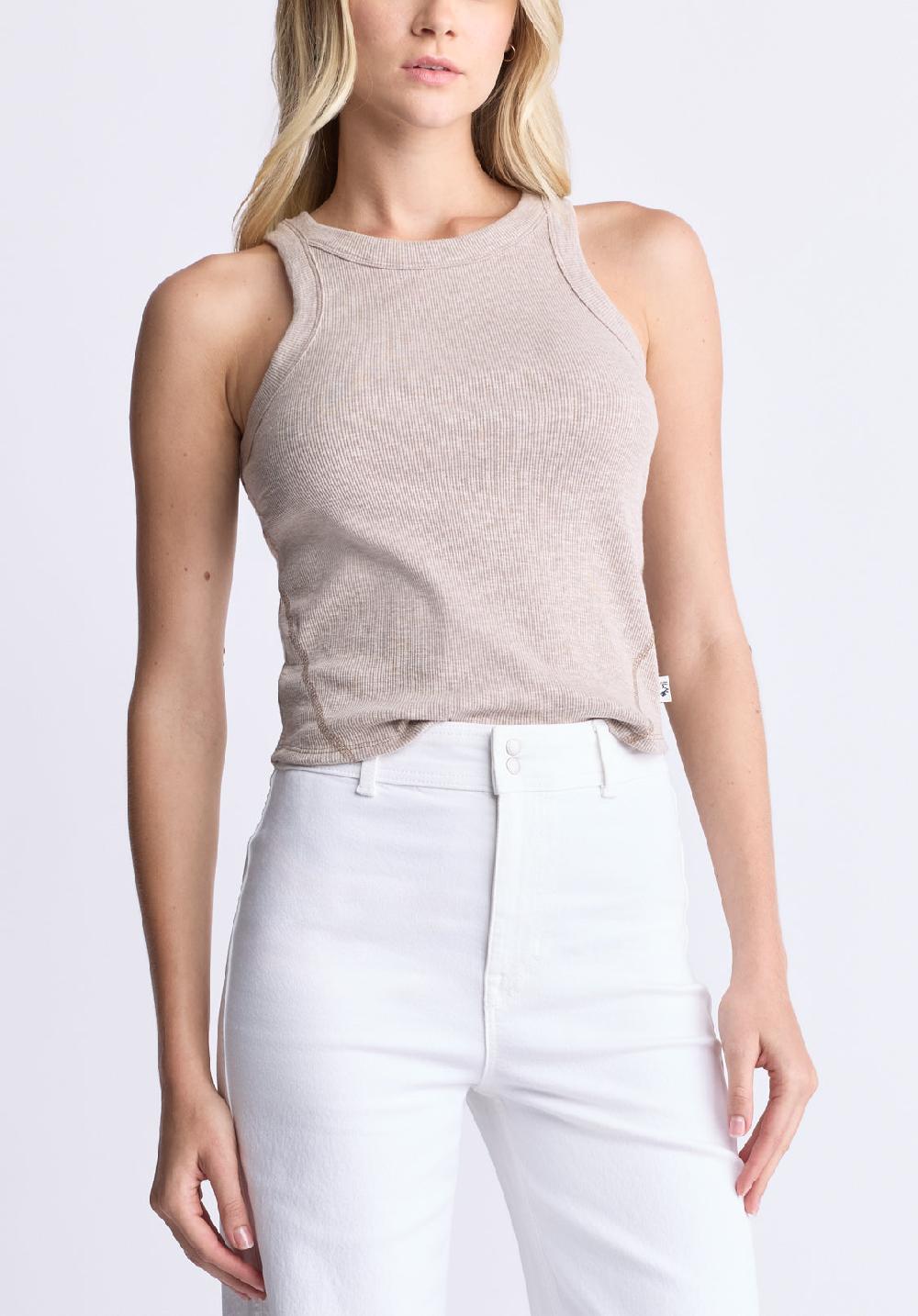 buffalo david bitton Regine Women's Ribbed Tank Top Flax beige